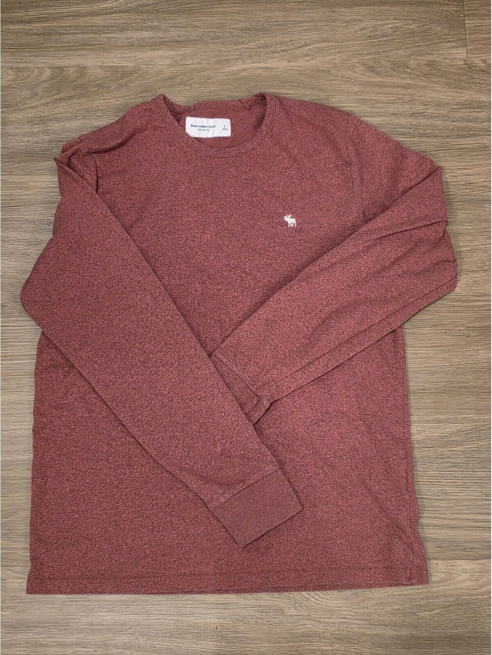 Abercrombie & Fitch Mens Soft A&F Tee Heathered Burgundy Long Sleeve Shirt L